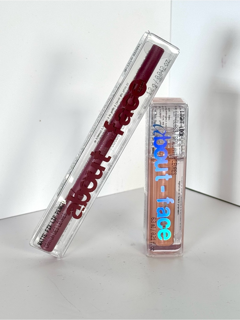 about-face Light Lock Lip Gloss + Matte Fix Lip Pencil Set – New
